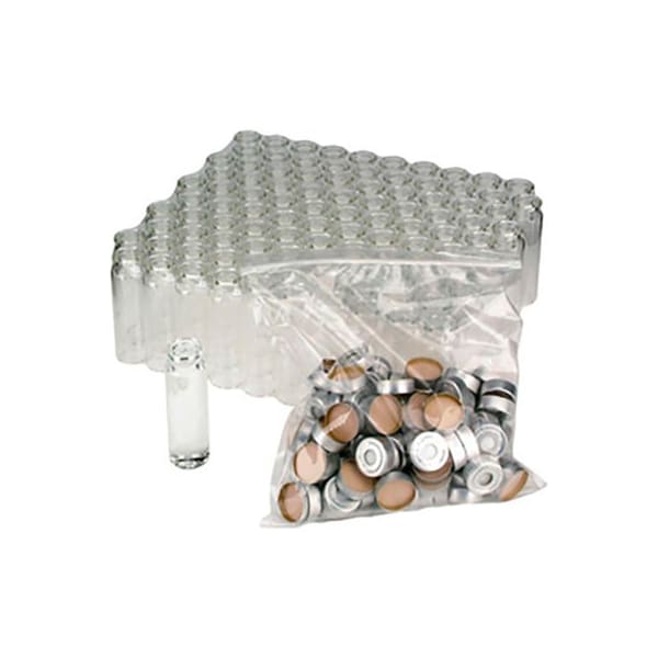 Cp Lab Safety. Wheaton Headspace Vials, 10ML Convenience Pack, PTFE/Silicone, Seal, Case of 100 W225278-01 - main